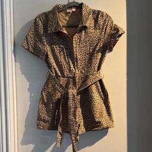 re:named Tan and Black Leopard Jumpsuit